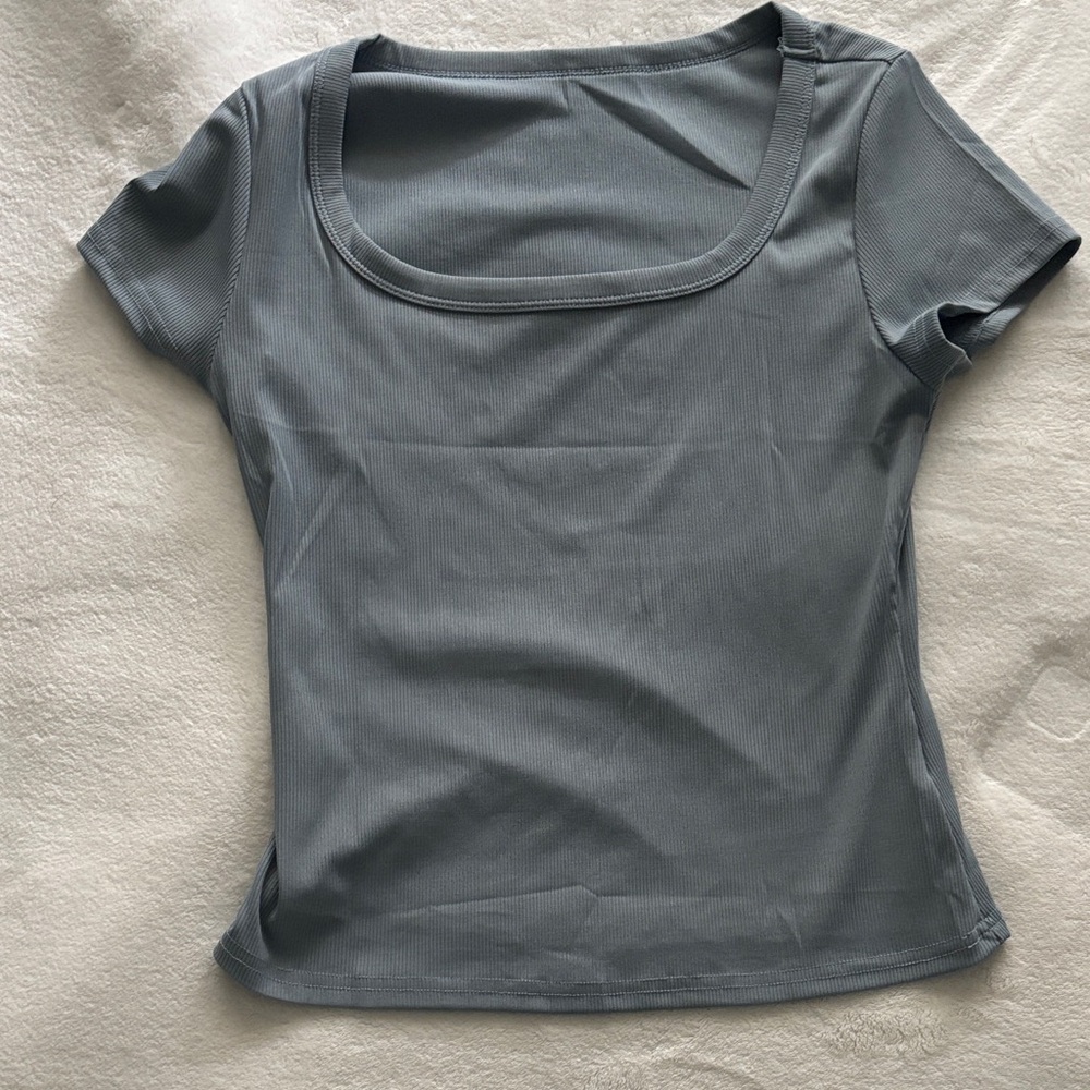 Women’s Square Neck Short Sleeve Top - Slate Blue